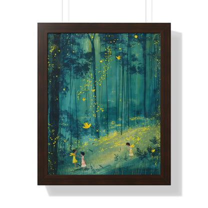 Framed Paper Print - Enchanted Firefly Forest