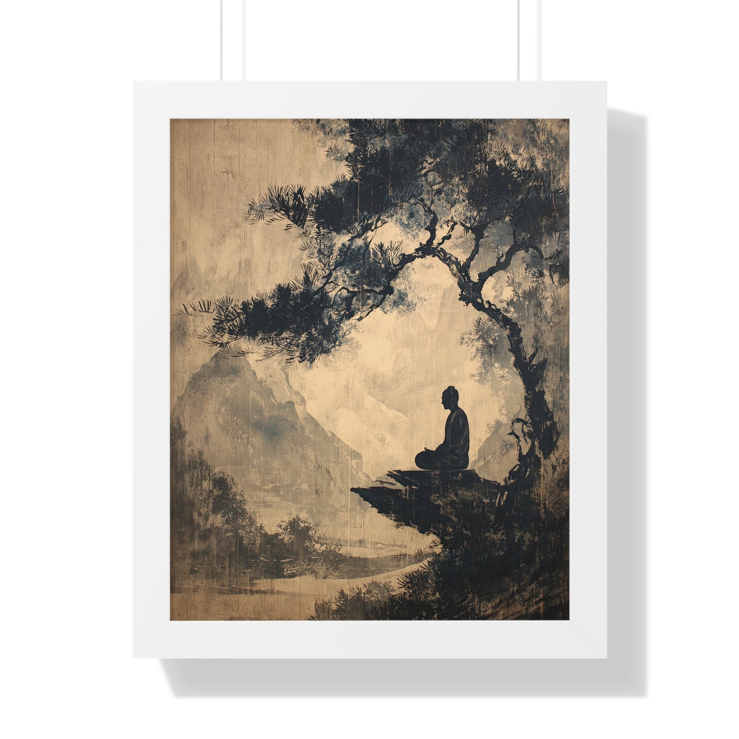 Framed Paper Print - Mountain Tree Zen Silence