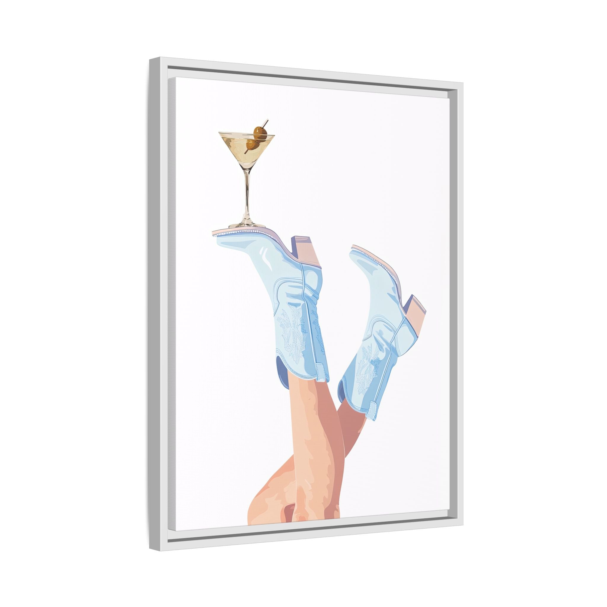 Framed Canvas - Boots Up, Cheers Babe