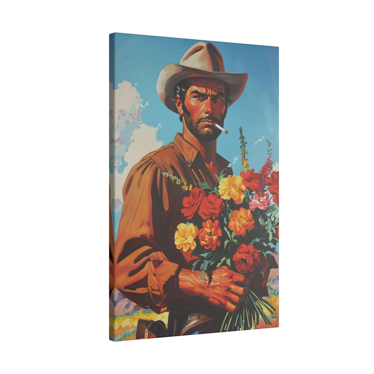 .75" Matte Canvas - Rugged Blooms Cowboy