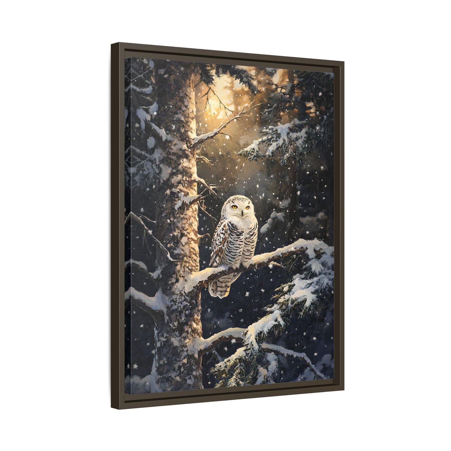 Framed Canvas - Silent Gaze Snow Owl