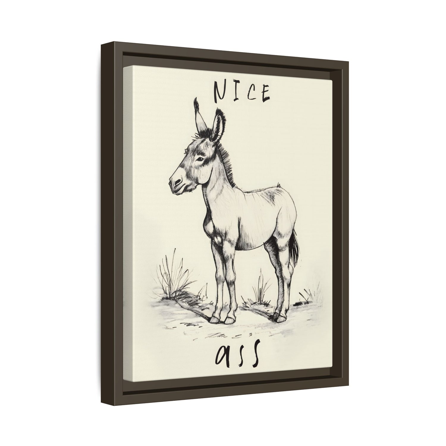 Framed Canvas - Donkey Line Art Humor