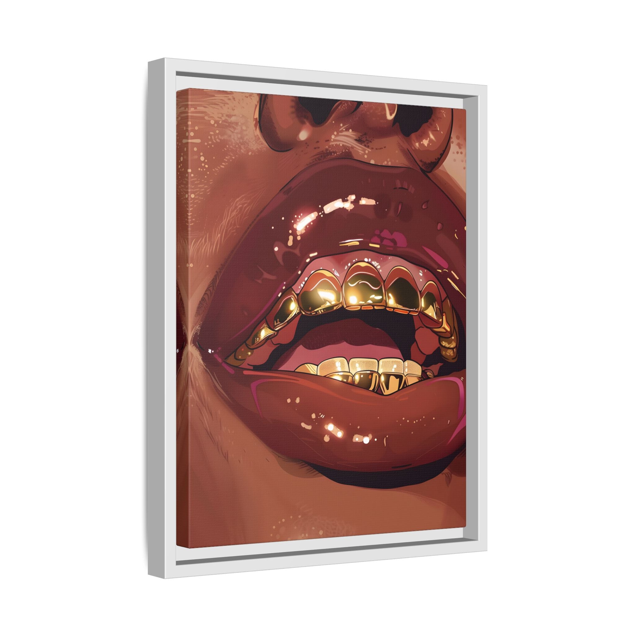 Framed Canvas - Gold Grills Glam Closeup