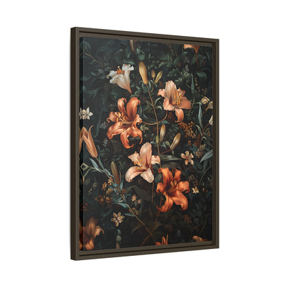 Framed Canvas - Elegant Blooming Lilies