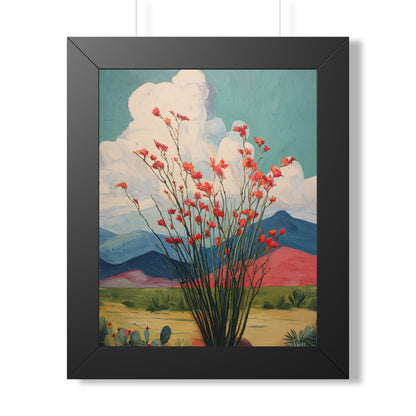 Framed Paper Print - Ocotillo Cactus Desert Bloom