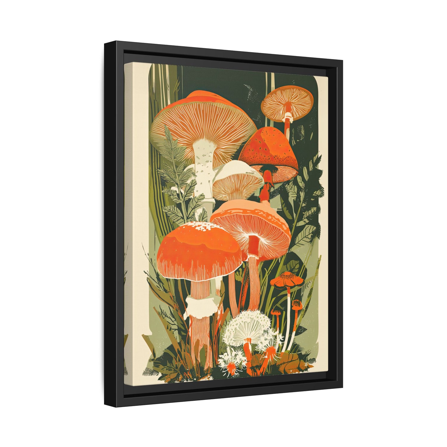 Framed Canvas - Groovy Woodland Mushrooms