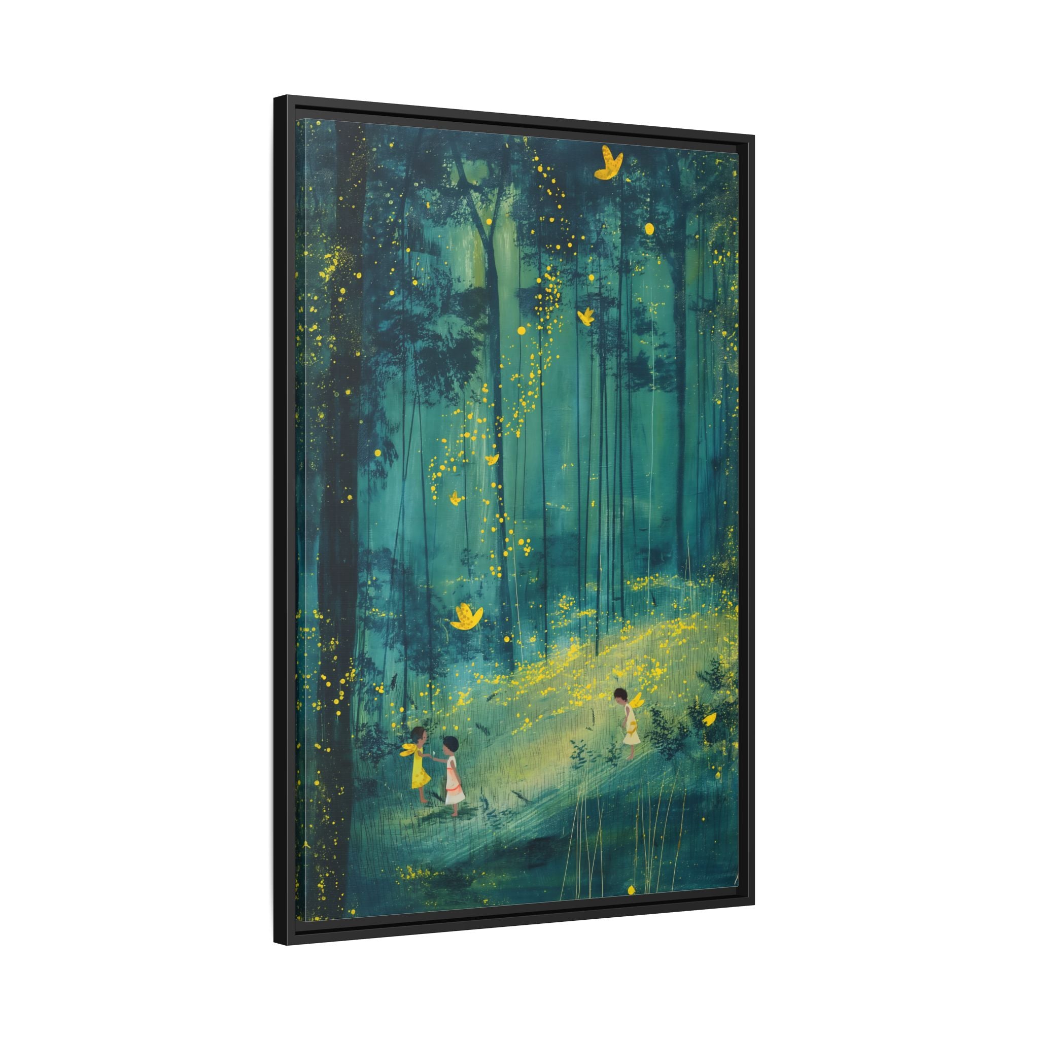 Framed Canvas - Enchanted Firefly Forest
