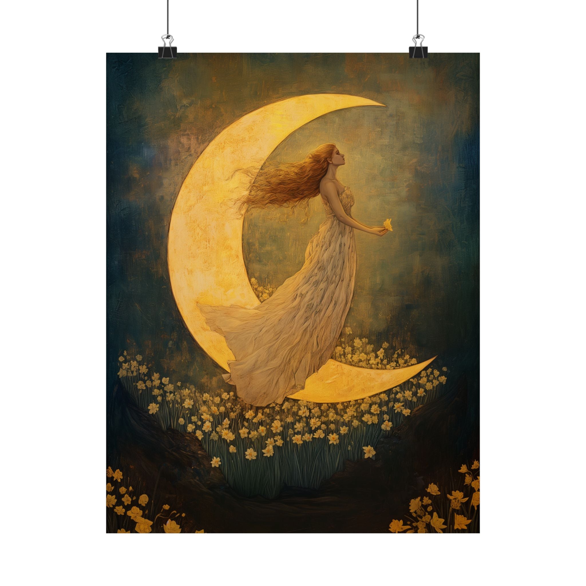 Moonlit Dreamer with Daffodils