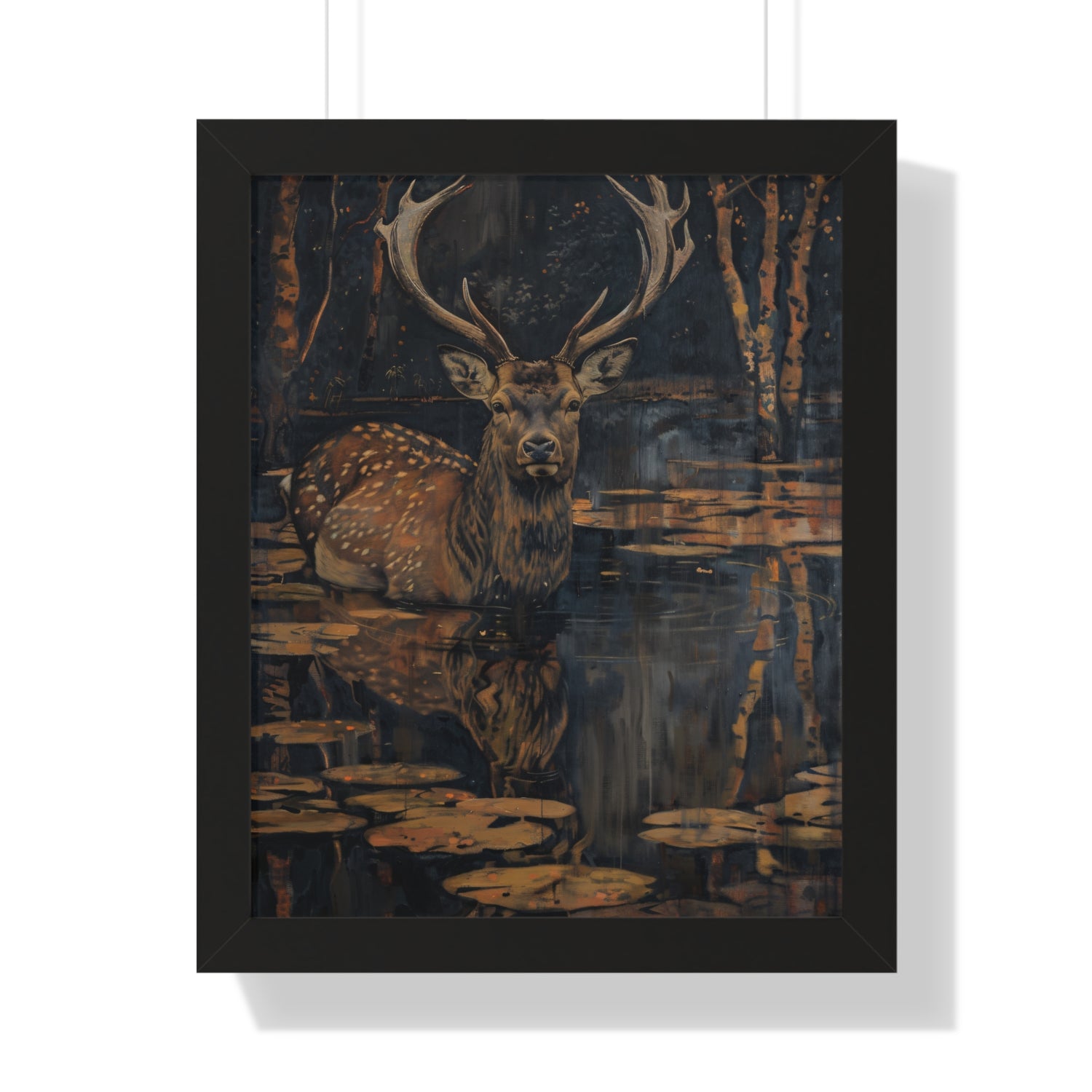 Framed Paper Print - Twilight Stag Reflection