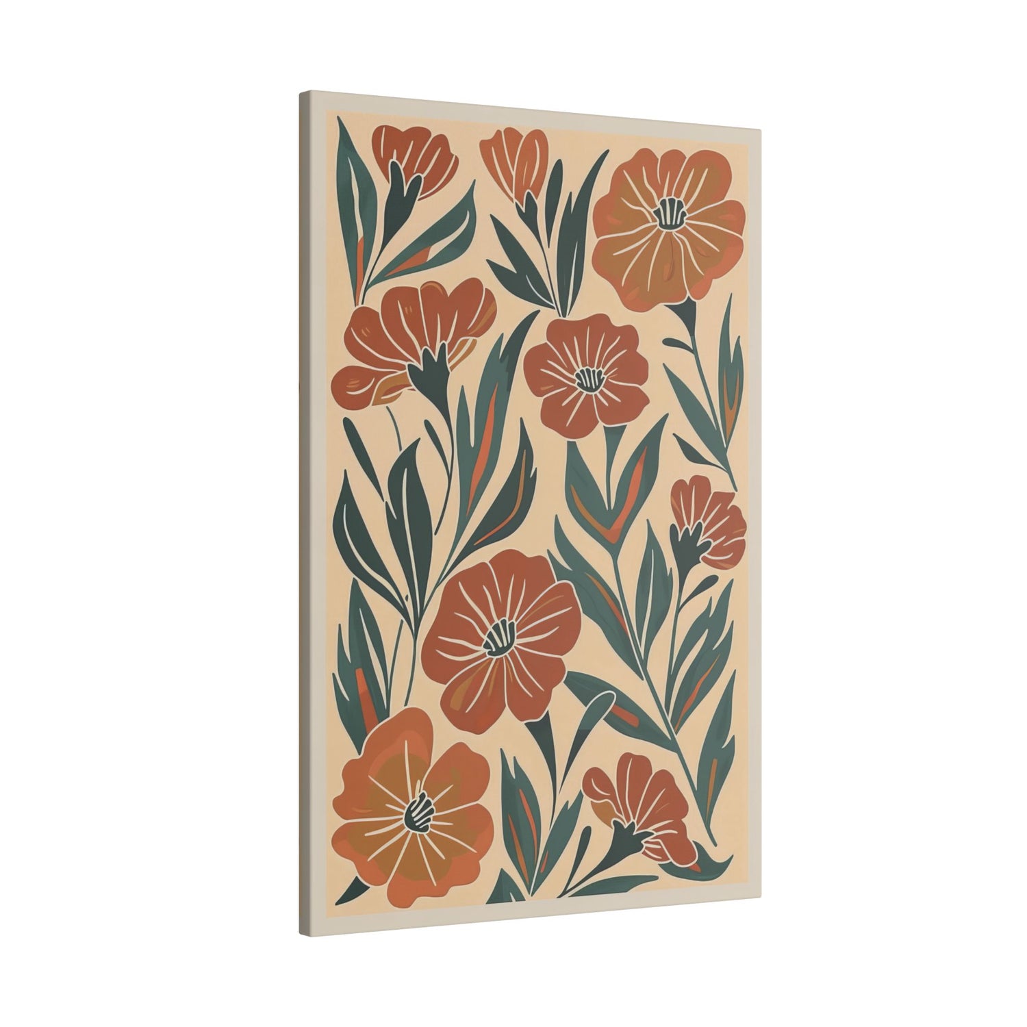 .75&quot; Matte Canvas - Burnt Orange Boho Blossoms