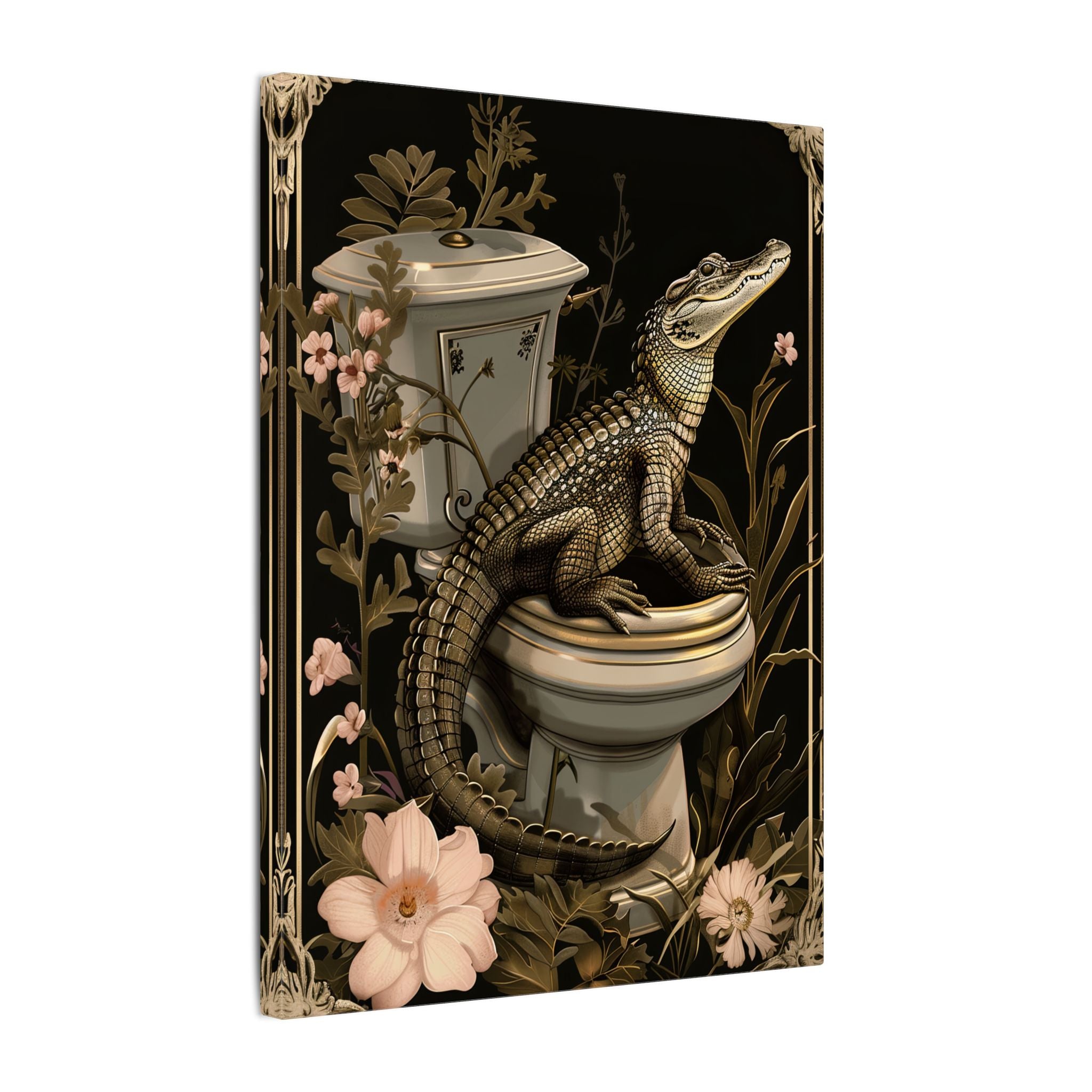 .75" Matte Canvas - Toilet Gator Floral Surprise