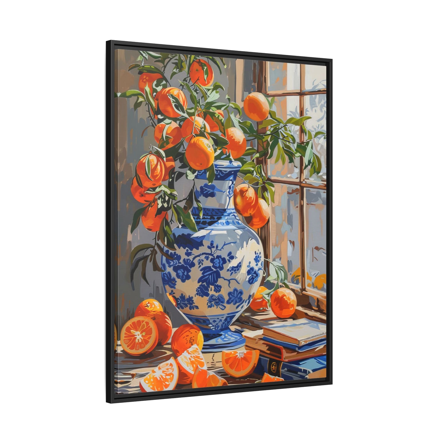 Framed Canvas - Sunlit Citrus &amp; Porcelain