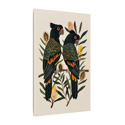 .75" Matte Canvas - Black Cockatoos Among Banksia