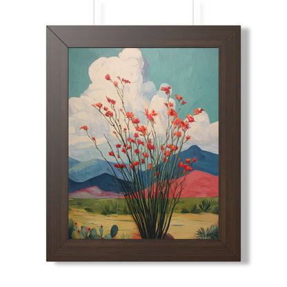 Framed Paper Print - Ocotillo Cactus Desert Bloom