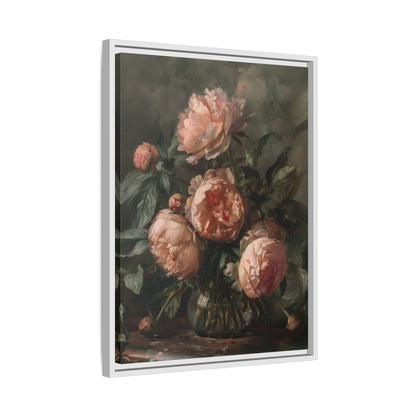 Framed Canvas - Vintage Blush Peony Bouquet