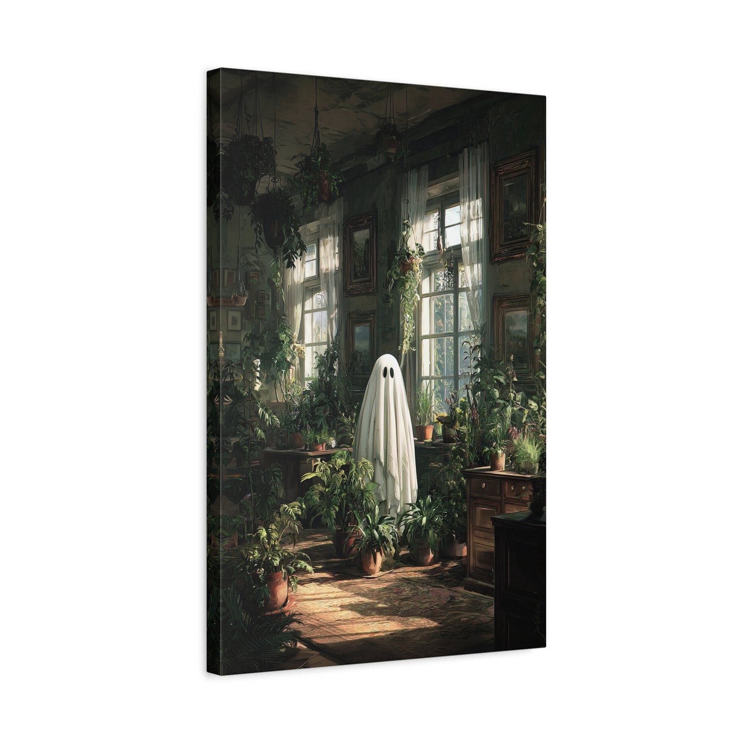 1.25" Matte Canvas - Ghost Among Houseplants