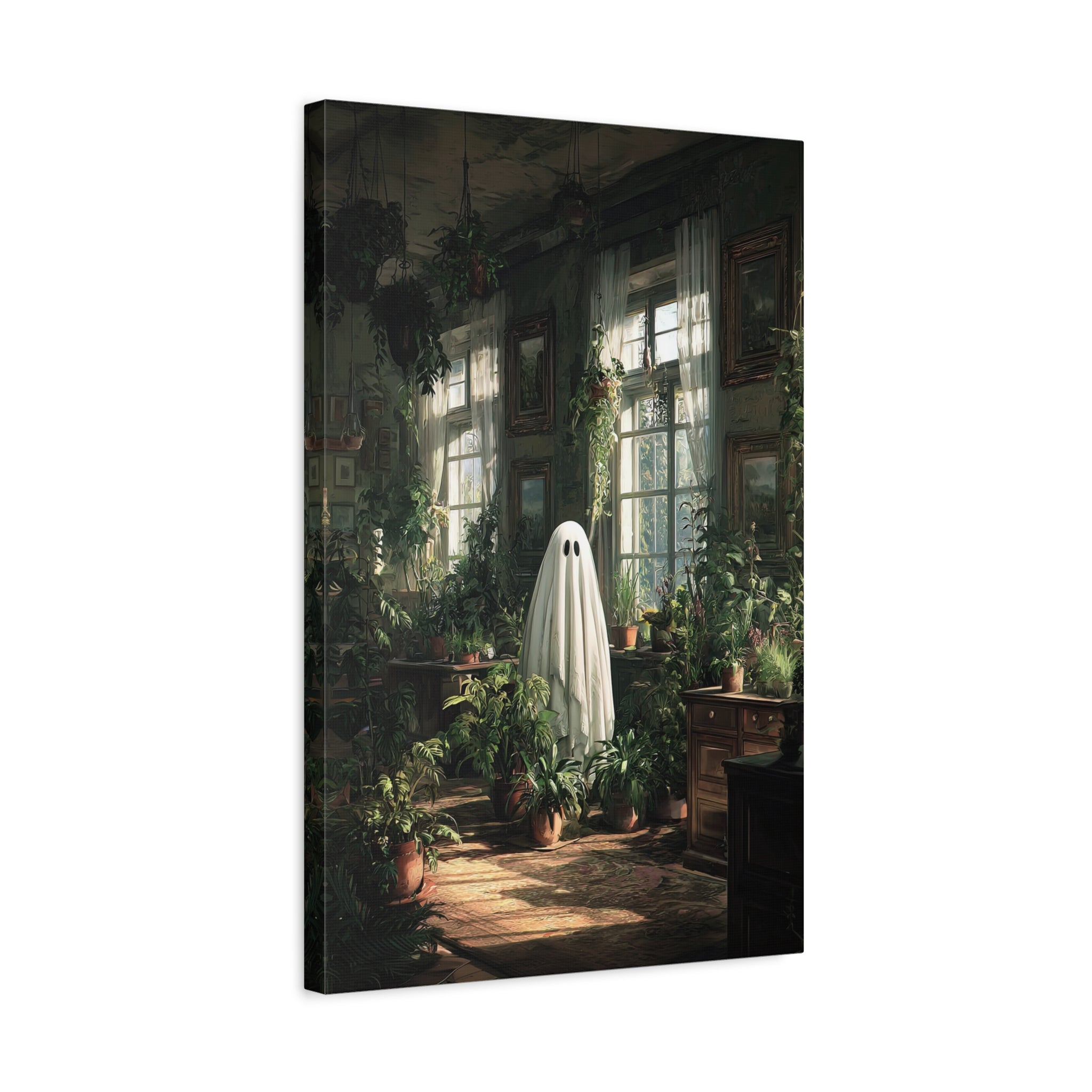 1.25" Matte Canvas - Ghost Among Houseplants