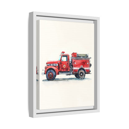 Framed Canvas - Vintage Firetruck Nursery