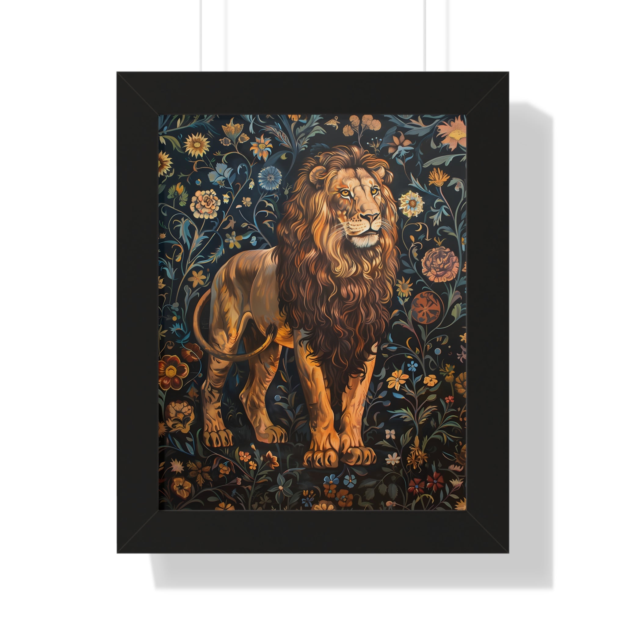 Framed Paper Print - Majestic Floral Lion