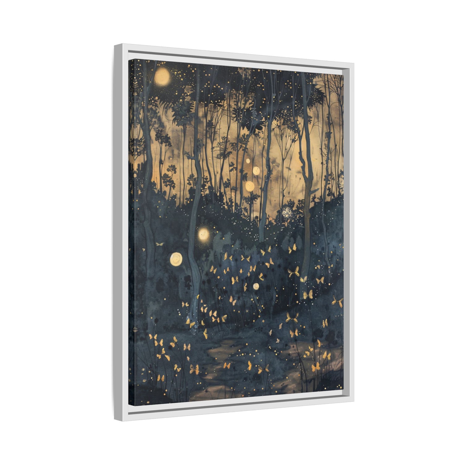 Framed Canvas - Golden Firefly Nightscape