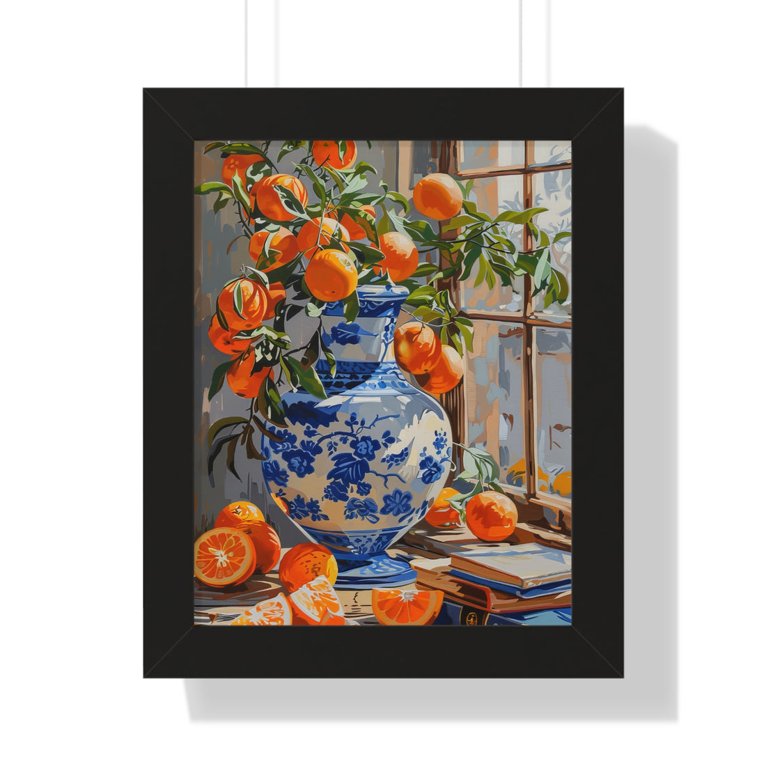 Framed Paper Print - Sunlit Citrus & Porcelain
