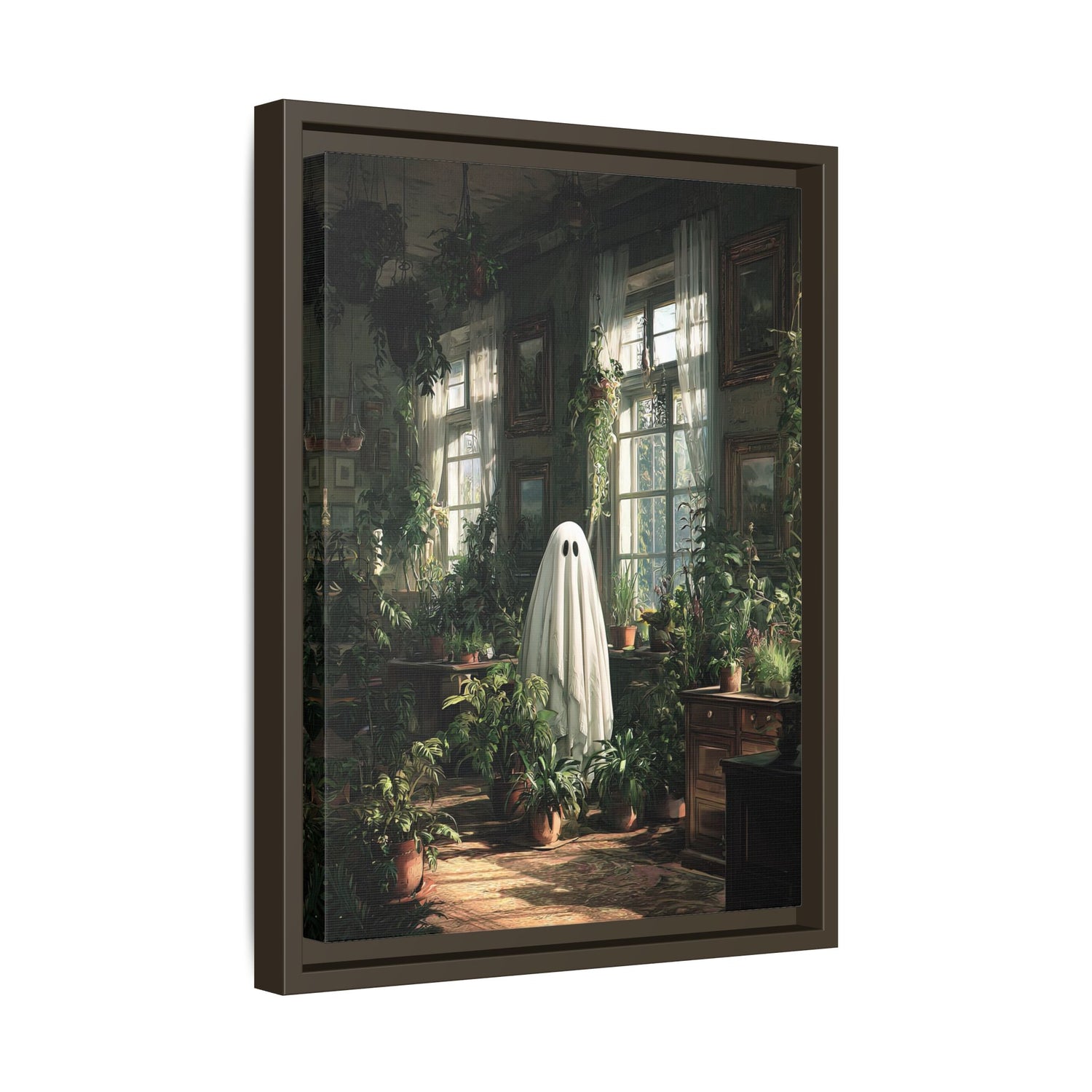 Framed Canvas - Ghost Among Houseplants