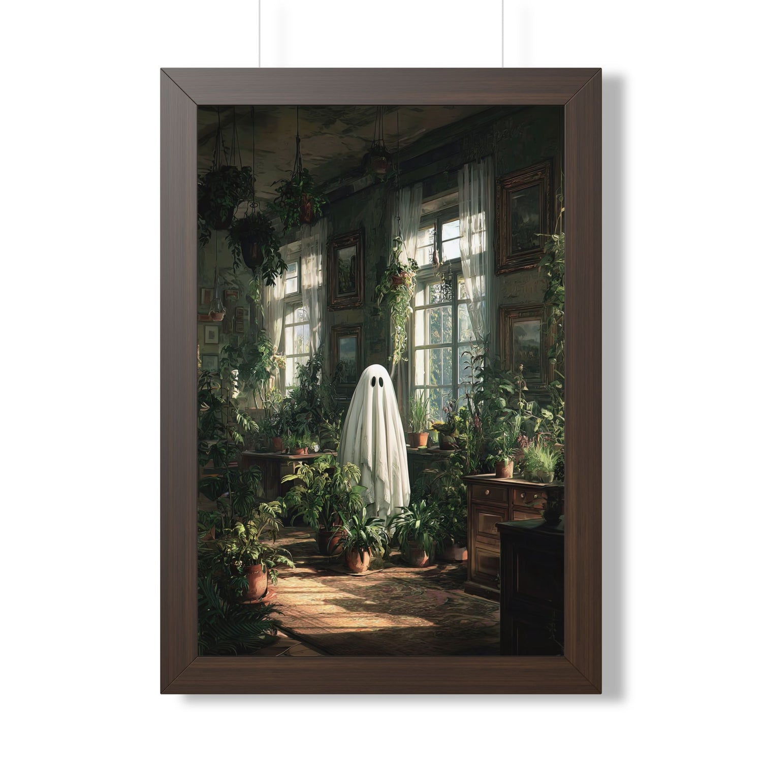 Framed Paper Print - Ghost Among Houseplants
