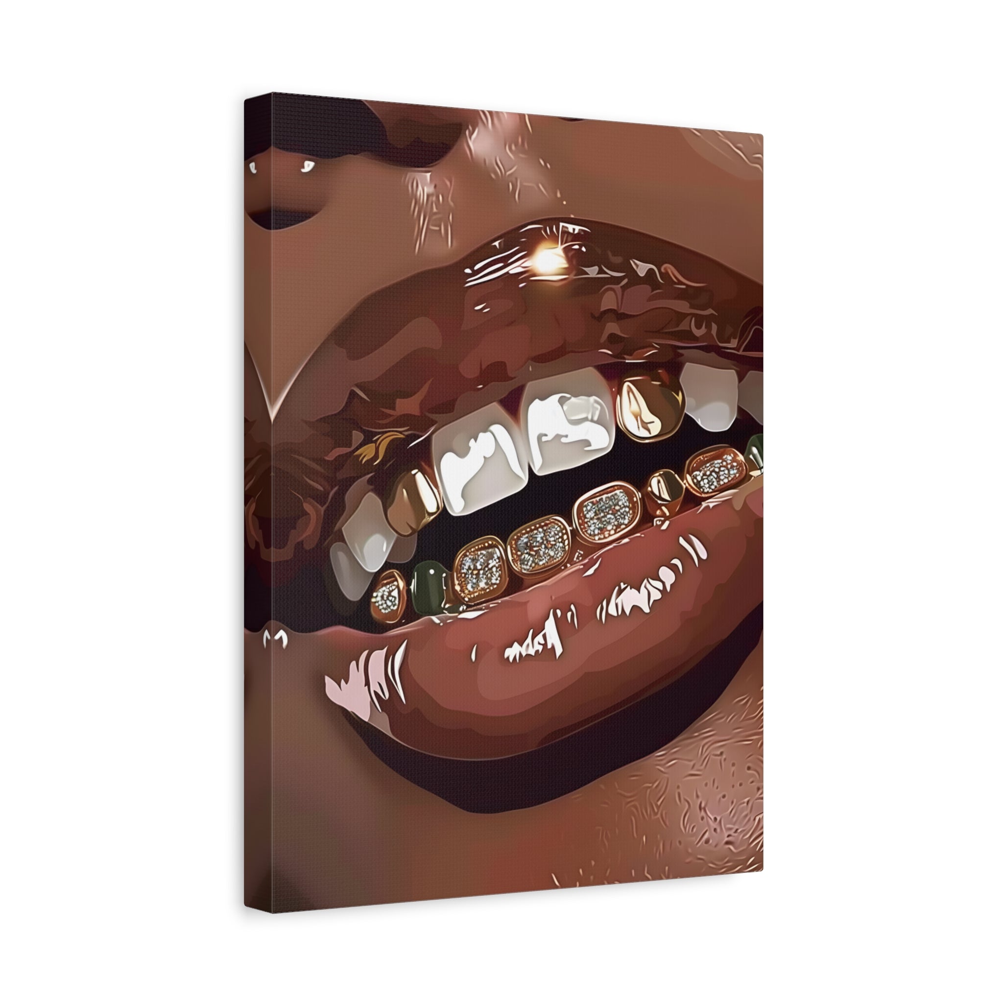1.25" Matte Canvas - Golden Grill Smile