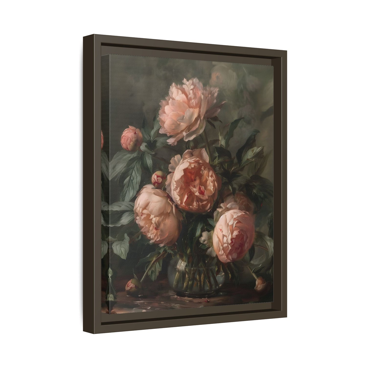 Framed Canvas - Vintage Blush Peony Bouquet