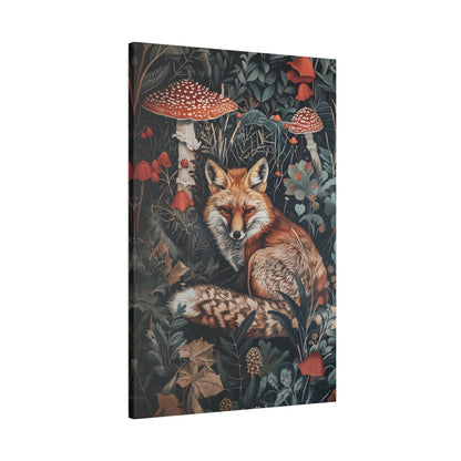 .75&quot; Matte Canvas - Forest Fox with Mushrooms