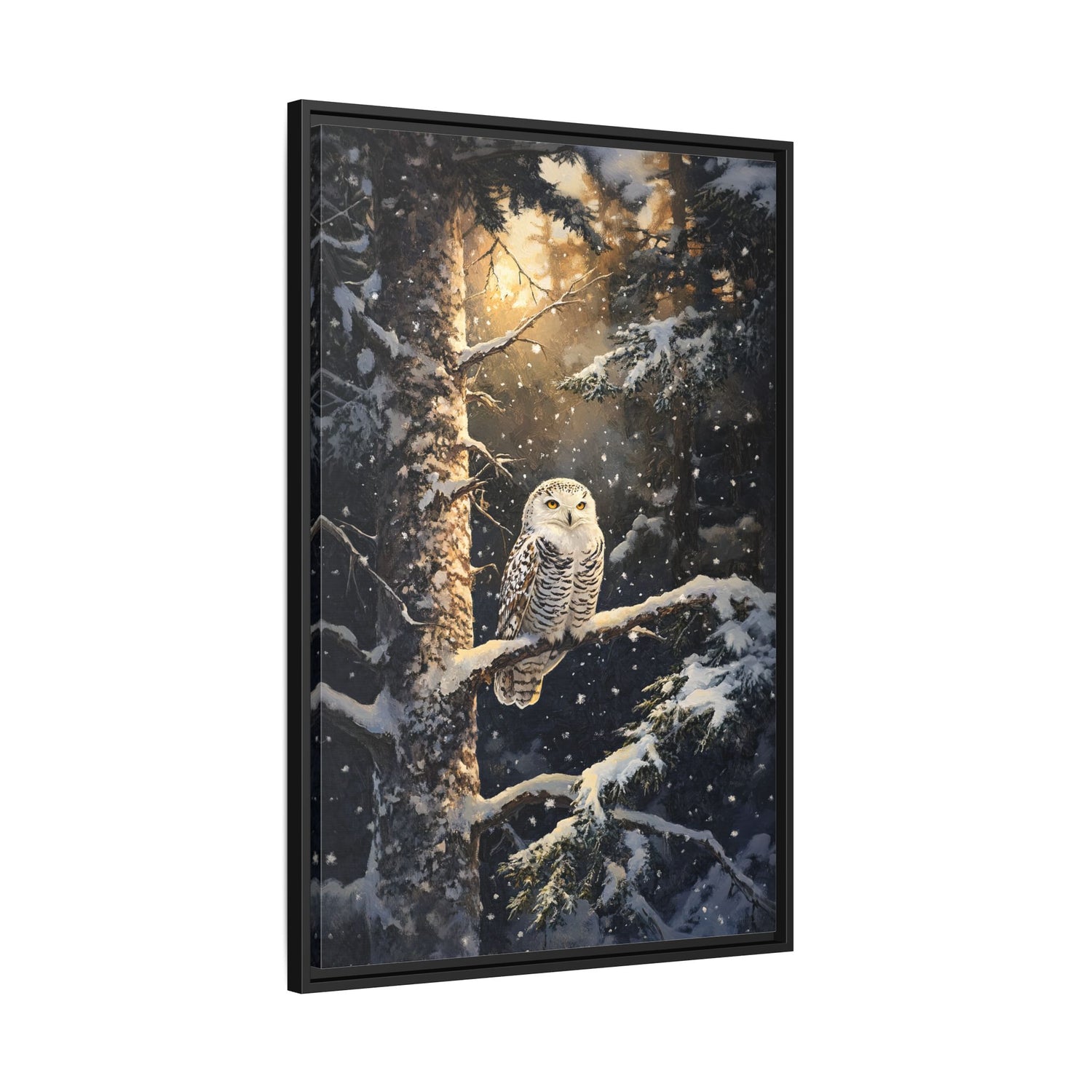 Framed Canvas - Silent Gaze Snow Owl