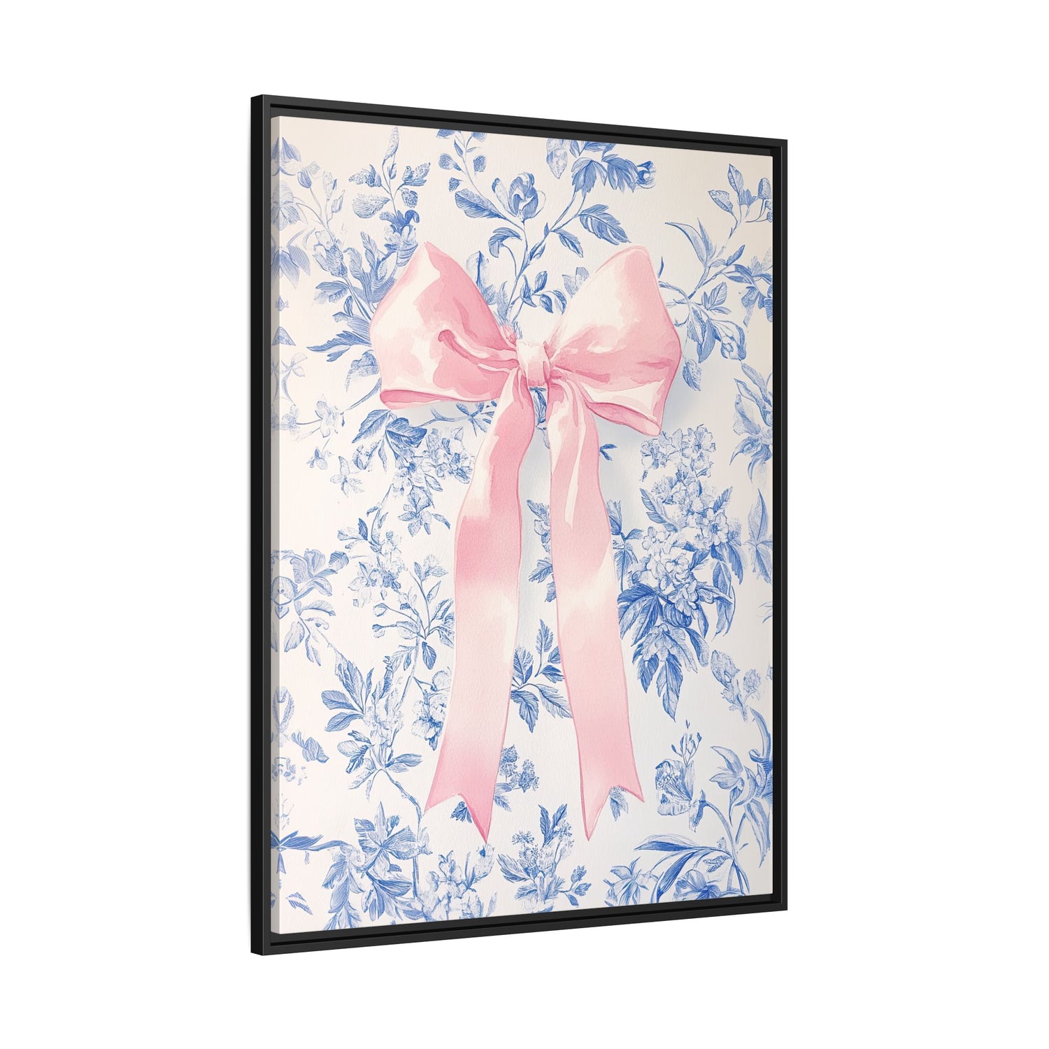 Framed Canvas - Pink Bow Floralscape