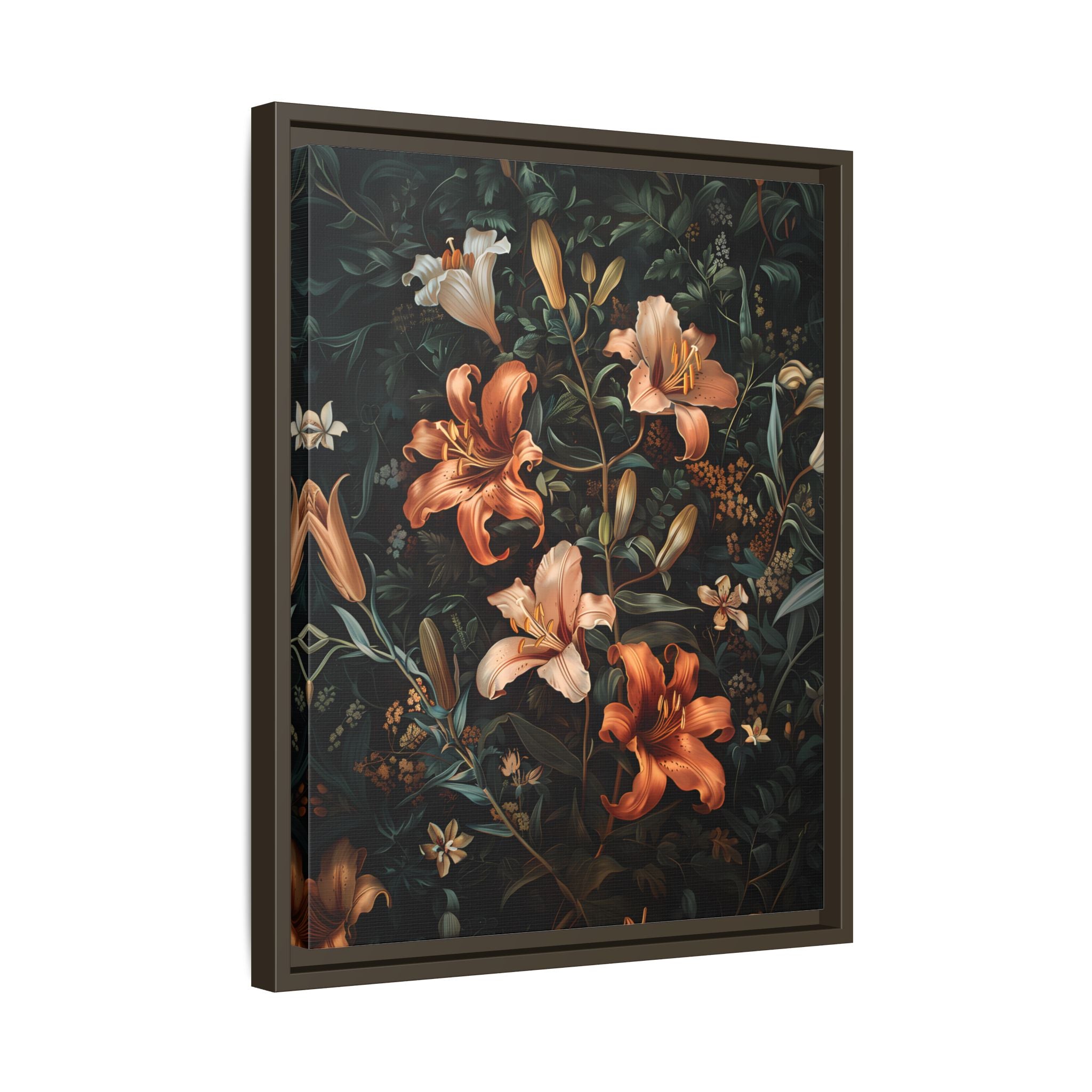 Framed Canvas - Elegant Blooming Lilies