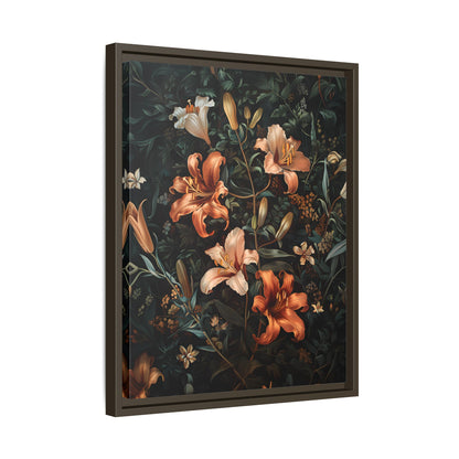 Framed Canvas - Elegant Blooming Lilies