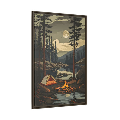 Framed Canvas - Moonlit Campfire Escape