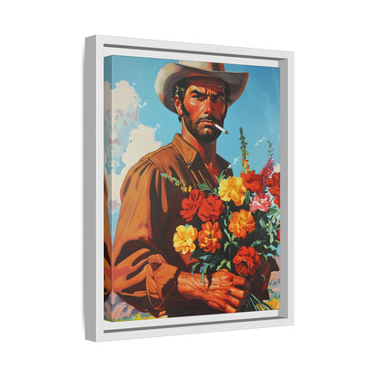 Framed Canvas - Rugged Blooms Cowboy