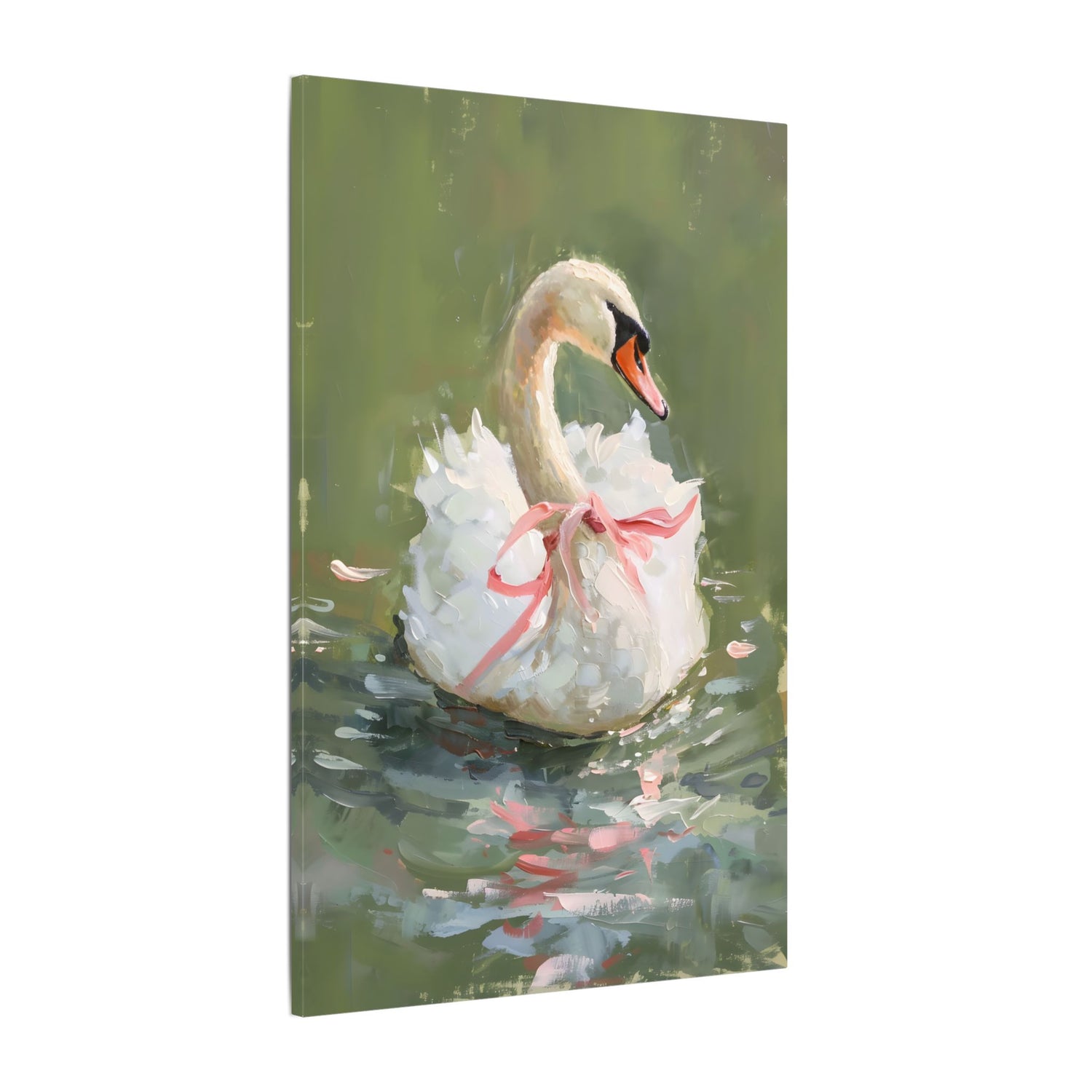 .75" Matte Canvas - Ballet Swan in Pink Bow