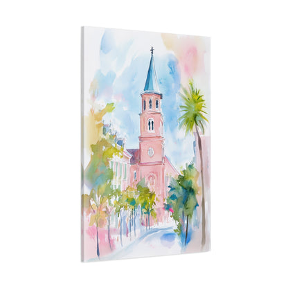 1.25" Matte Canvas - Charleston Steeple in Pastel Haze