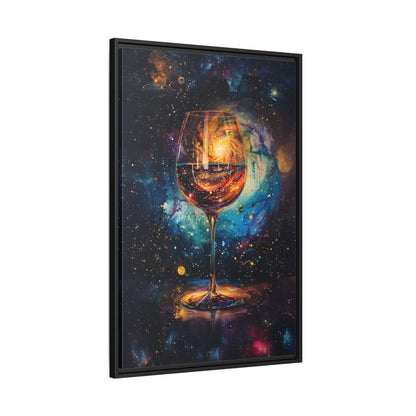 Framed Canvas - Cosmic Swirl in Wine Glass