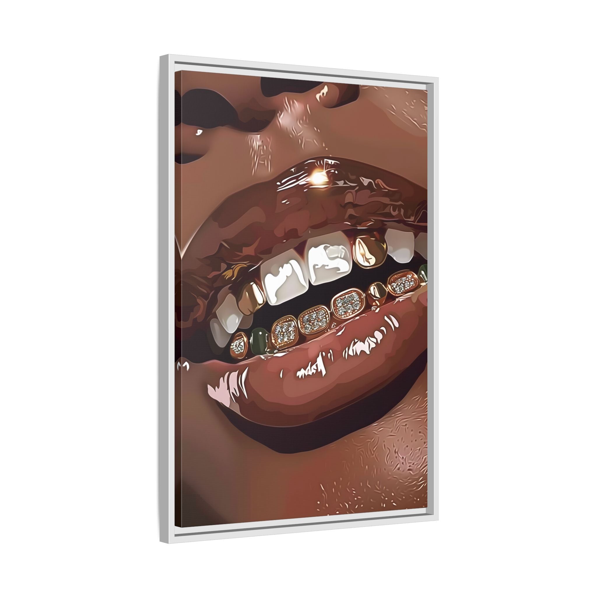 Framed Canvas - Golden Grill Smile