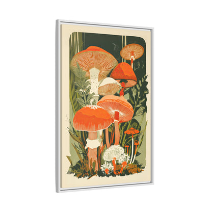 Framed Canvas - Groovy Woodland Mushrooms