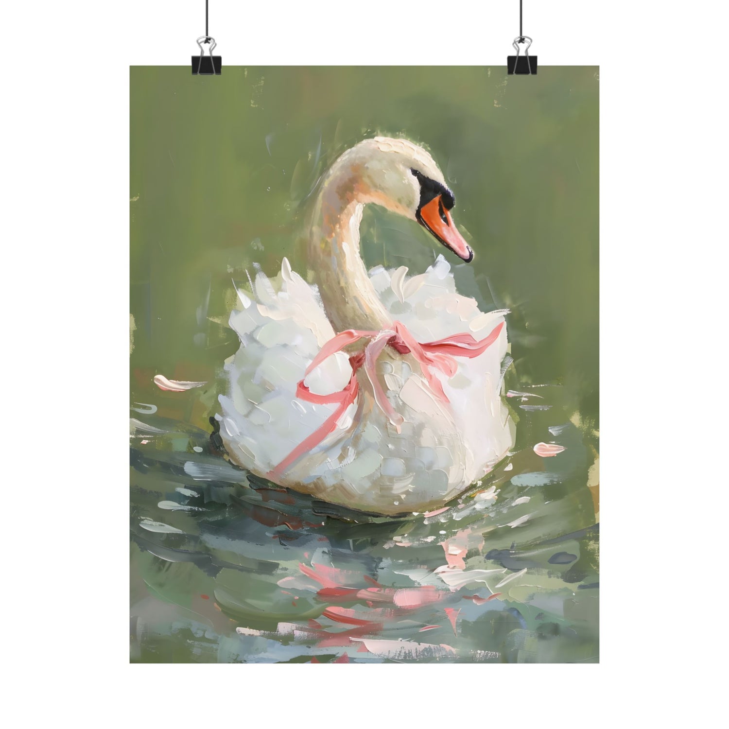 Ballet Swan in Pink Bow