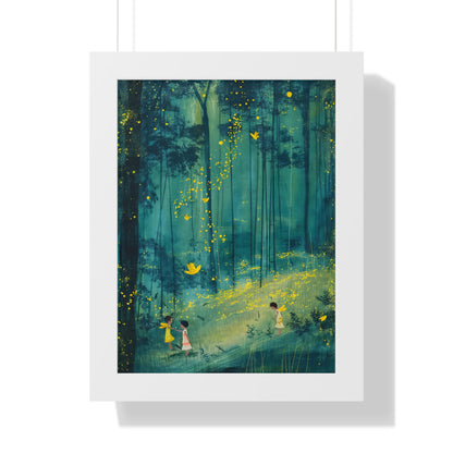 Framed Paper Print - Enchanted Firefly Forest