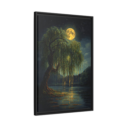 Framed Canvas - Moonlit Willow Glow
