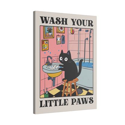 .75" Matte Canvas - Wash Your Little Paws Cat