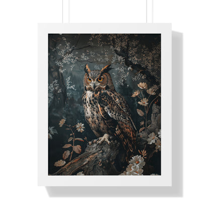 Framed Paper Print - Midnight Watchful Owl