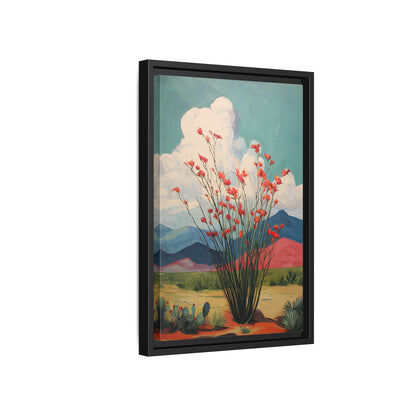 Framed Canvas - Ocotillo Cactus Desert Bloom