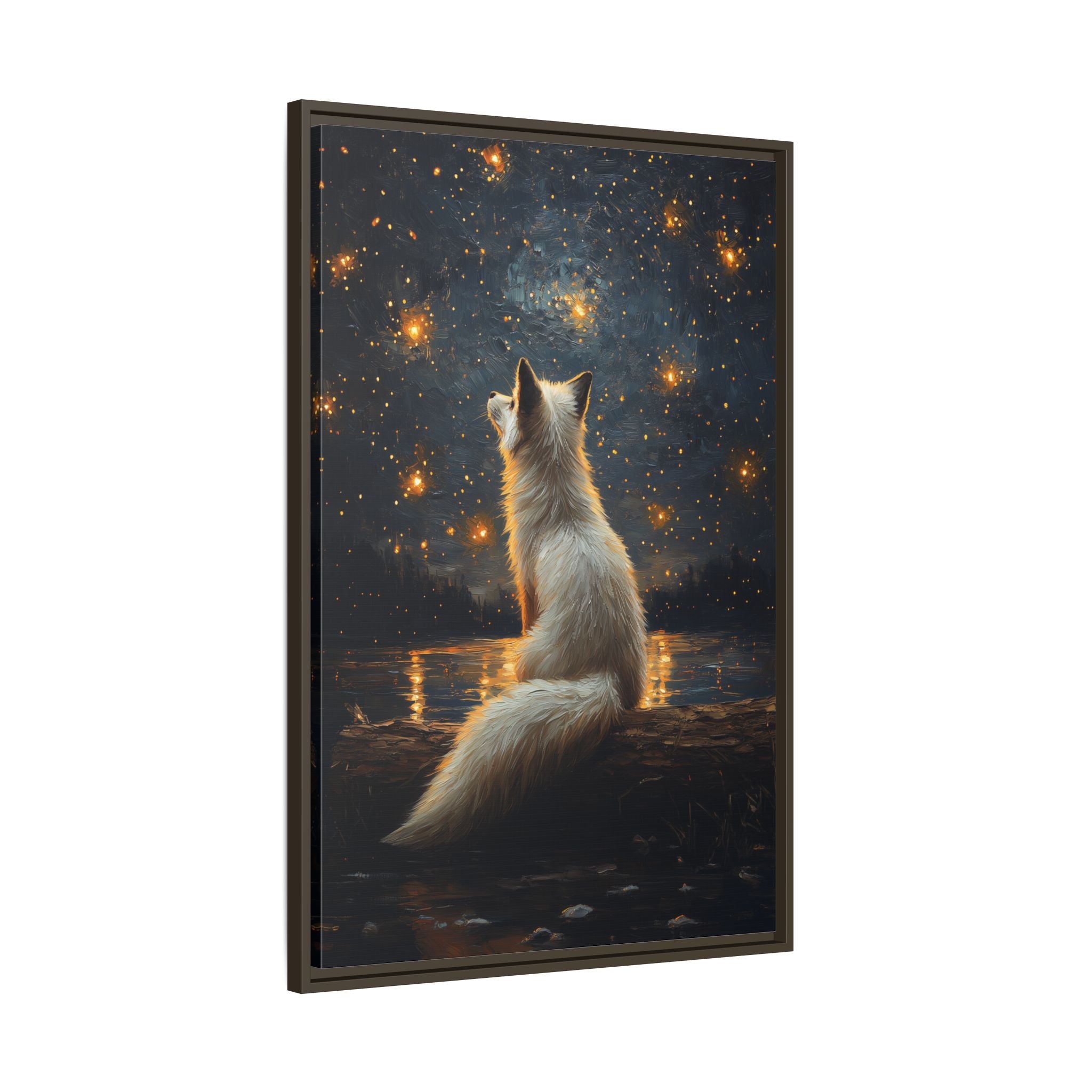 Framed Canvas - Stargazing Fox Reverie