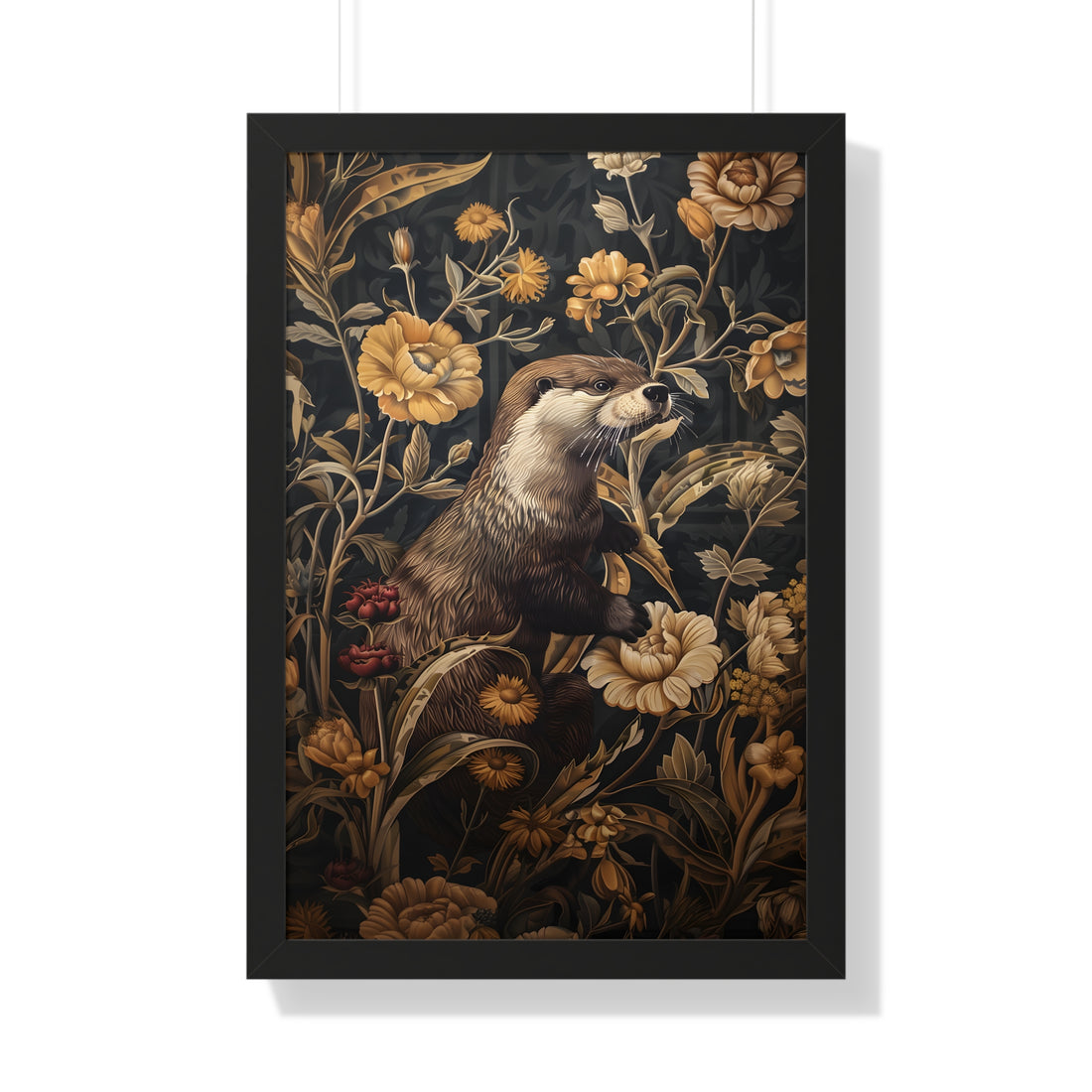 Framed Paper Print - Otter in Floral Paradise