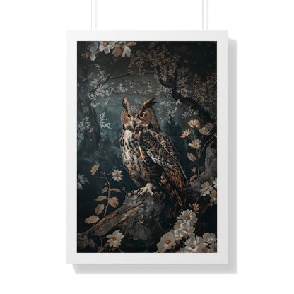 Framed Paper Print - Midnight Watchful Owl